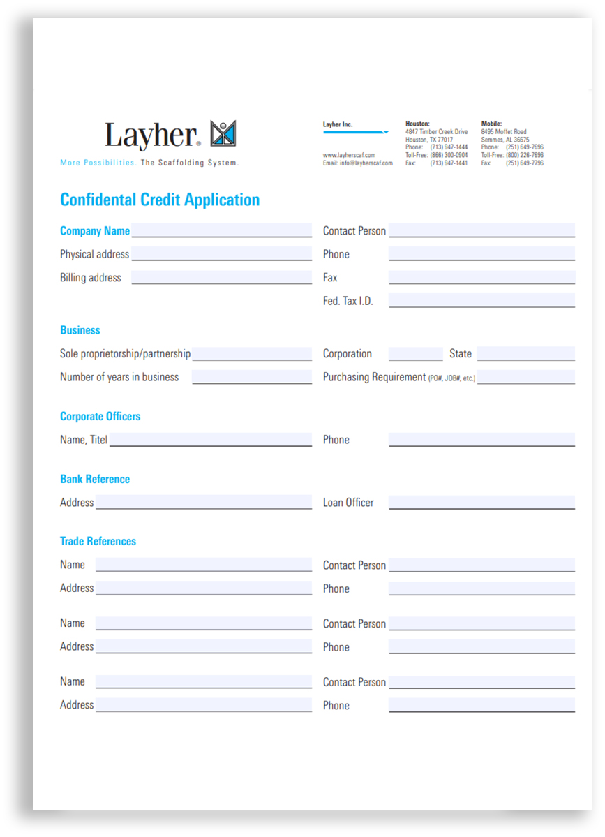 Layher Credit Application